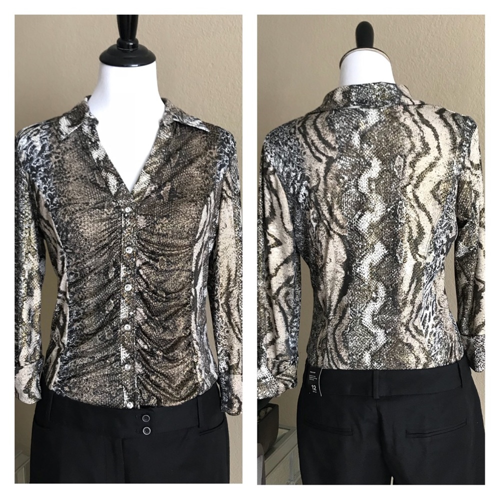 INC International Concepts Animal Print Blouse M